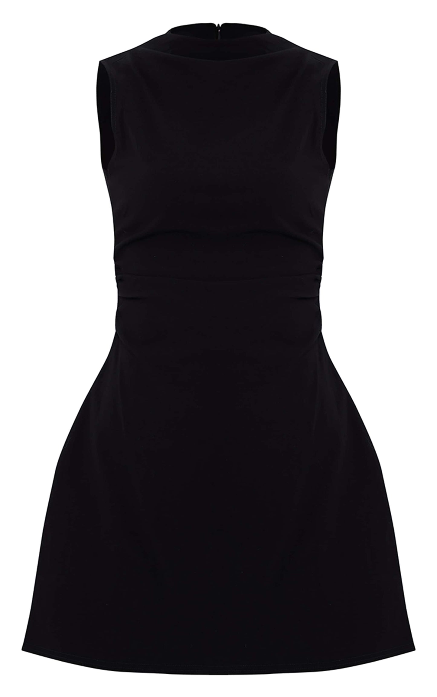 Black Stretch Woven Ruched Detail Bodycon Dress