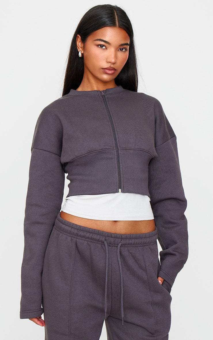 Charcoal Extreme Cinched Waist Sweatshirt Next Day Delivery