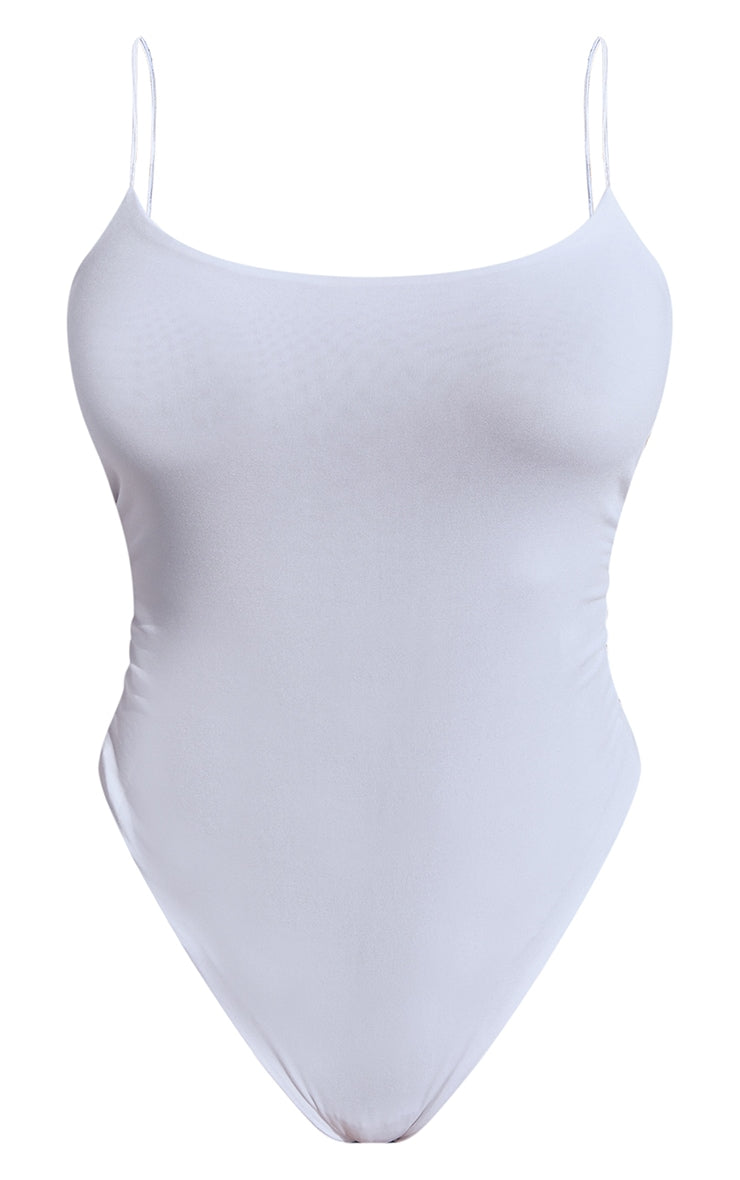 Next Day Delivery Before 10 PM Shape White Slinky Spaghetti Strap Bodysuit
