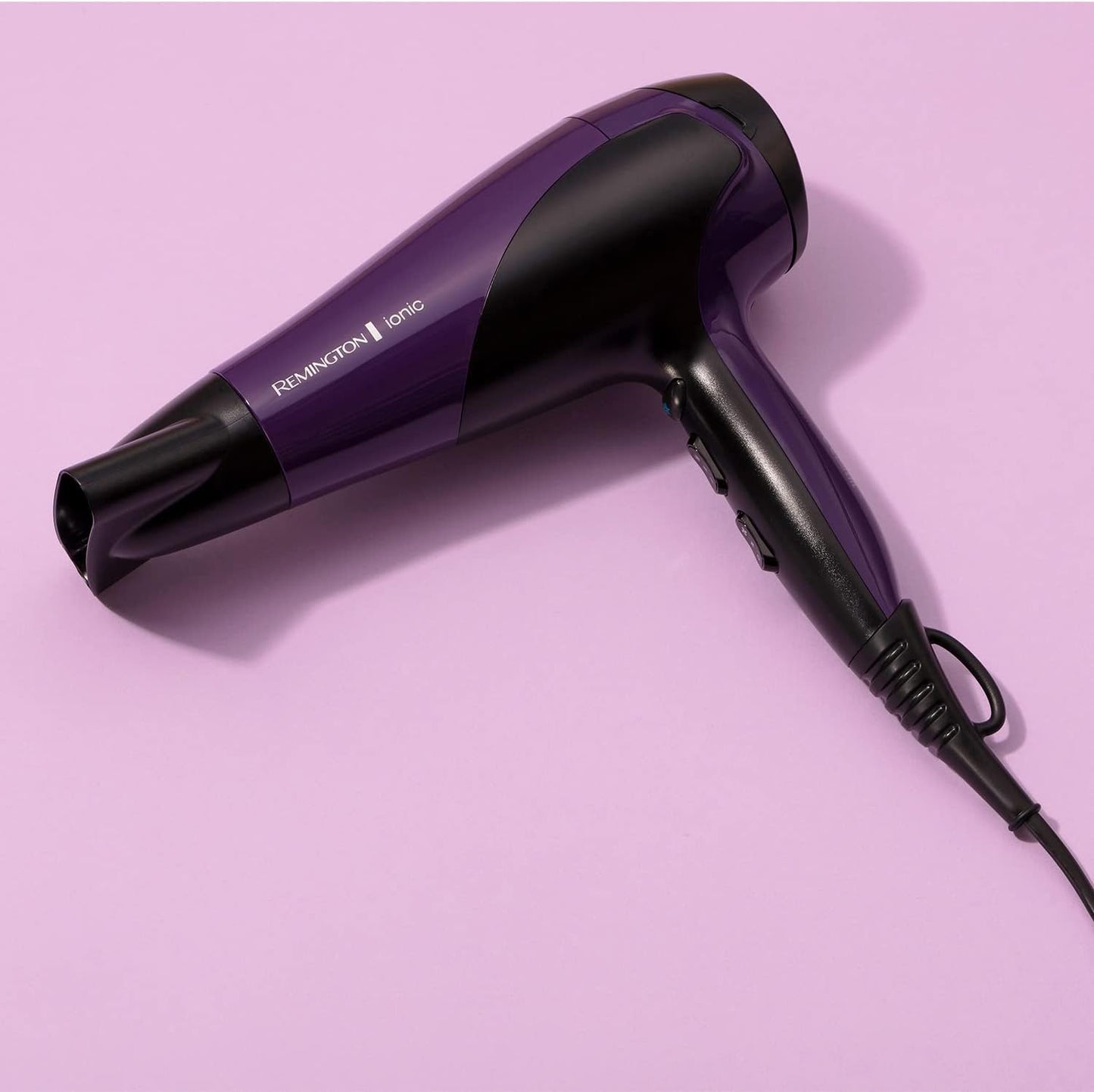 Next Day Delivery RRP £51.99Remington Hair Dryer Ionic (Powerful, Fast Professional Styling, Diffuser, Concentrator, Ionic Conditioning for Frizz Free Hair, 3 Heat / 2 Speed Settings, Cool Shot, 2200W, Purple) D3190