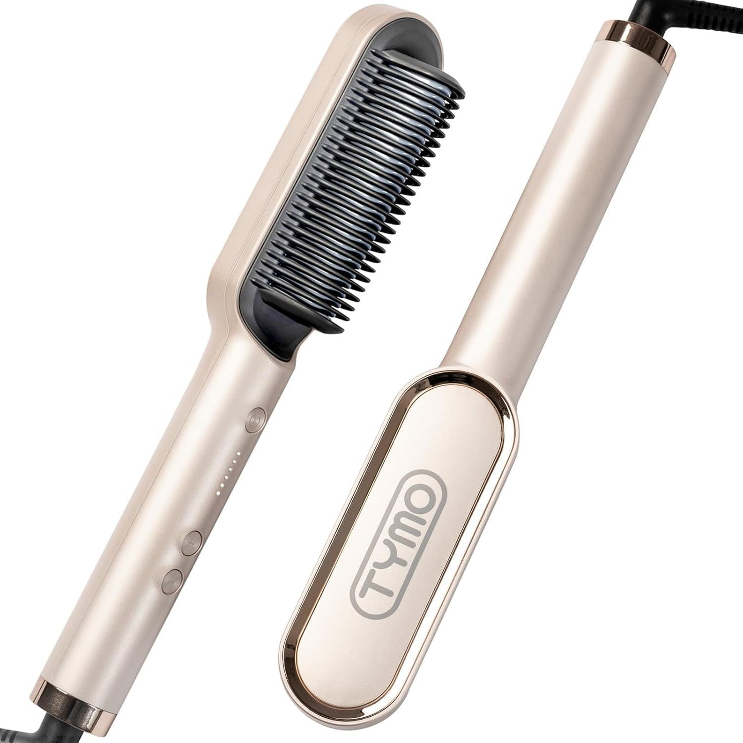 Next Day Delivery TYMO Hair Straightener Brush UK, Flat Iron and Hair Brush 2-in-1, Anti-Scald, Fast Heating, 5 Temp Settings (130℃-210℃), Professional Salon at Home, Wider Comb for Even Straightening, TYMO Ring