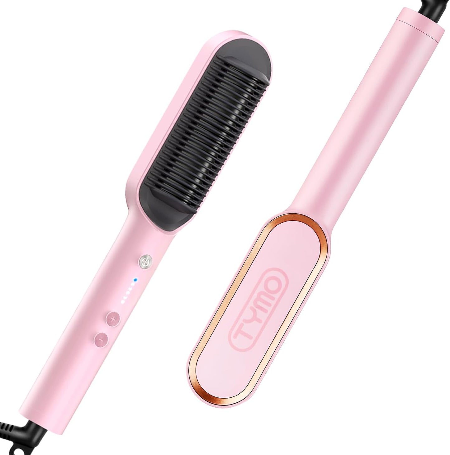 Next Day Delivery TYMO Hair Straightener Brush UK, Flat Iron and Hair Brush 2-in-1, Anti-Scald, Fast Heating, 5 Temp Settings (130℃-210℃), Professional Salon at Home, Wider Comb for Even Straightening, TYMO Ring
