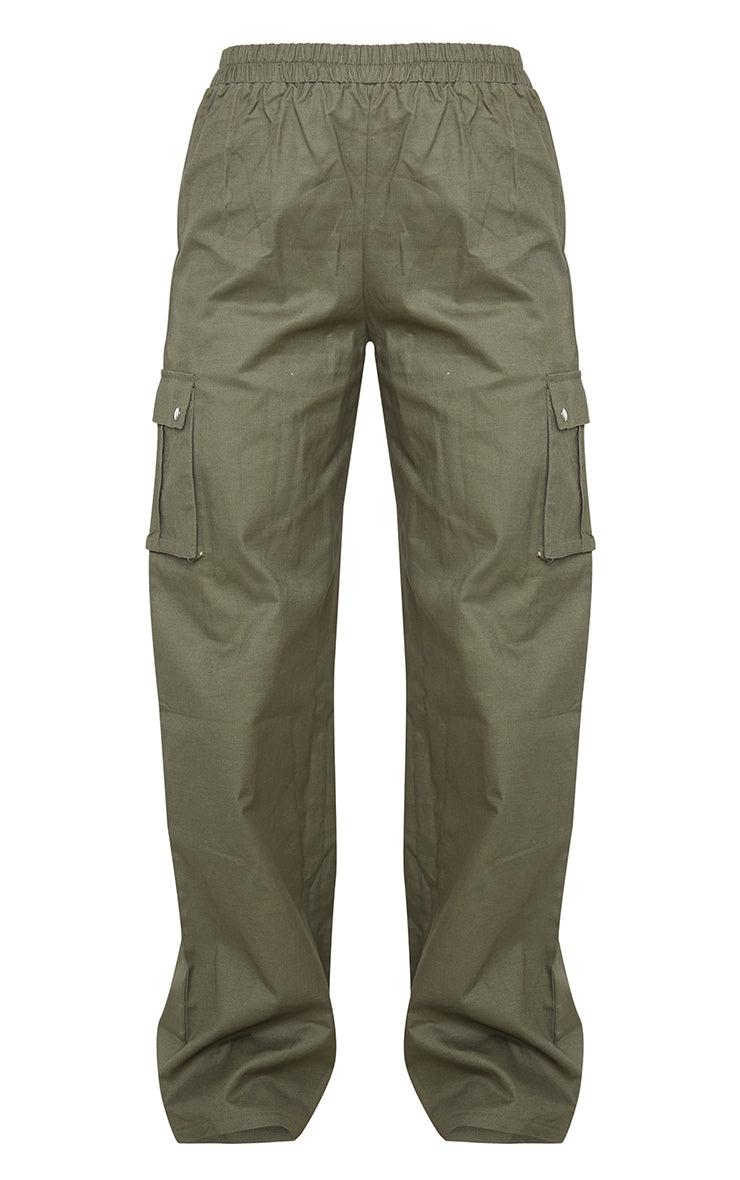 Next Day Delivery Before 10 pm Khaki Wide Leg High Waisted Cargo Trousers