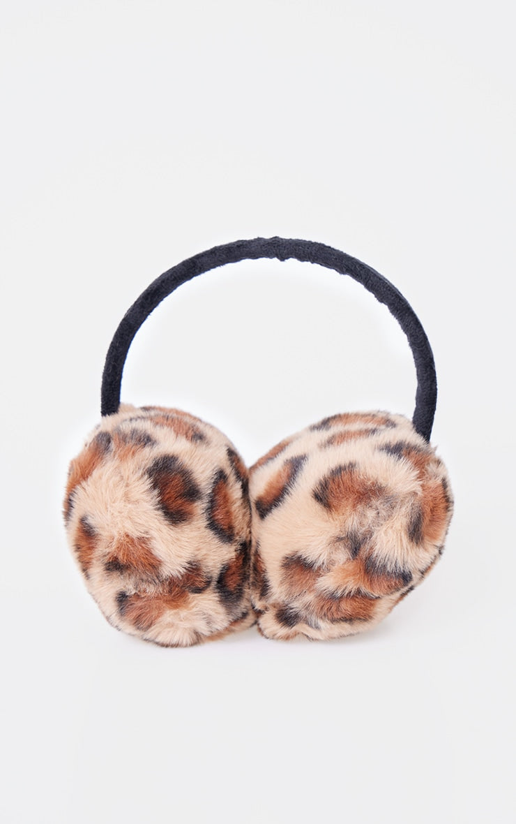 Leopard Faux Fur Ear Muffs Next Day Delivery Before 10PM