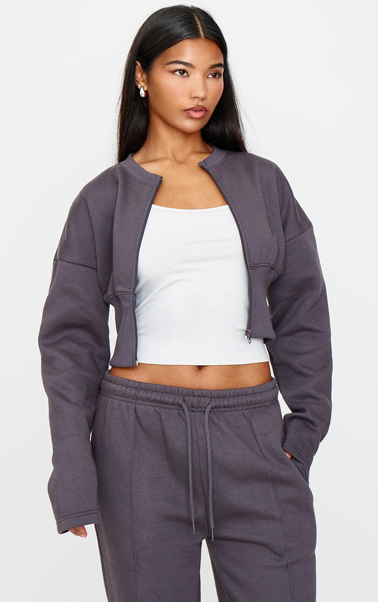 Charcoal Extreme Cinched Waist Sweatshirt Next Day Delivery