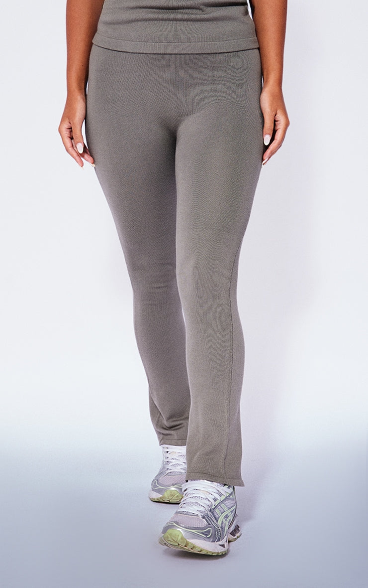 Petite Coffee Knitted Flared Trousers Next Day Delivery Before 10 pm