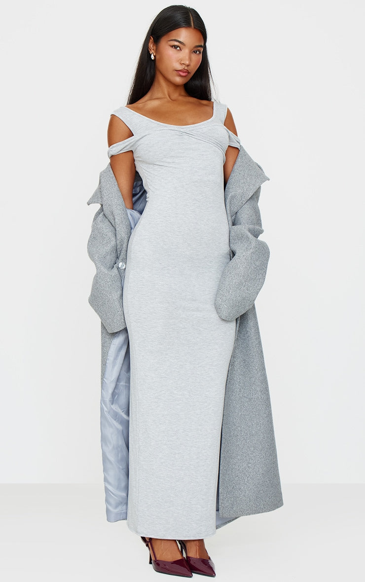 Grey Marl Ribbed Twisted Maxi Dress Next Day Before 10 PM