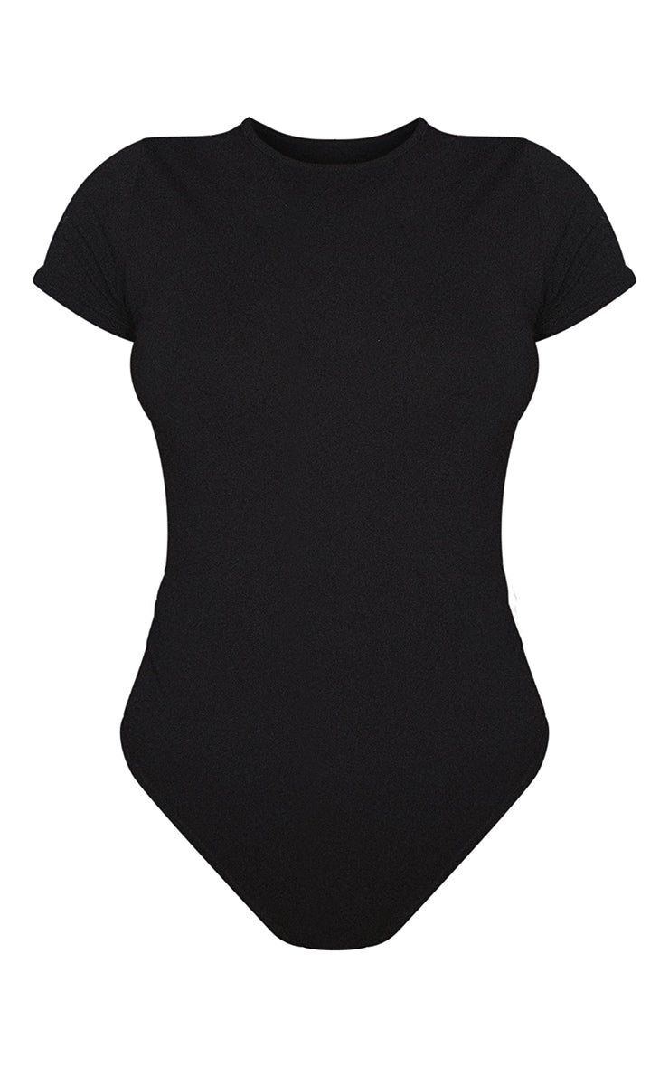 Next Day Delivery Before 10 PM Grey Marl Basic Cotton Blend Fitted Short Sleeve Bodysuit