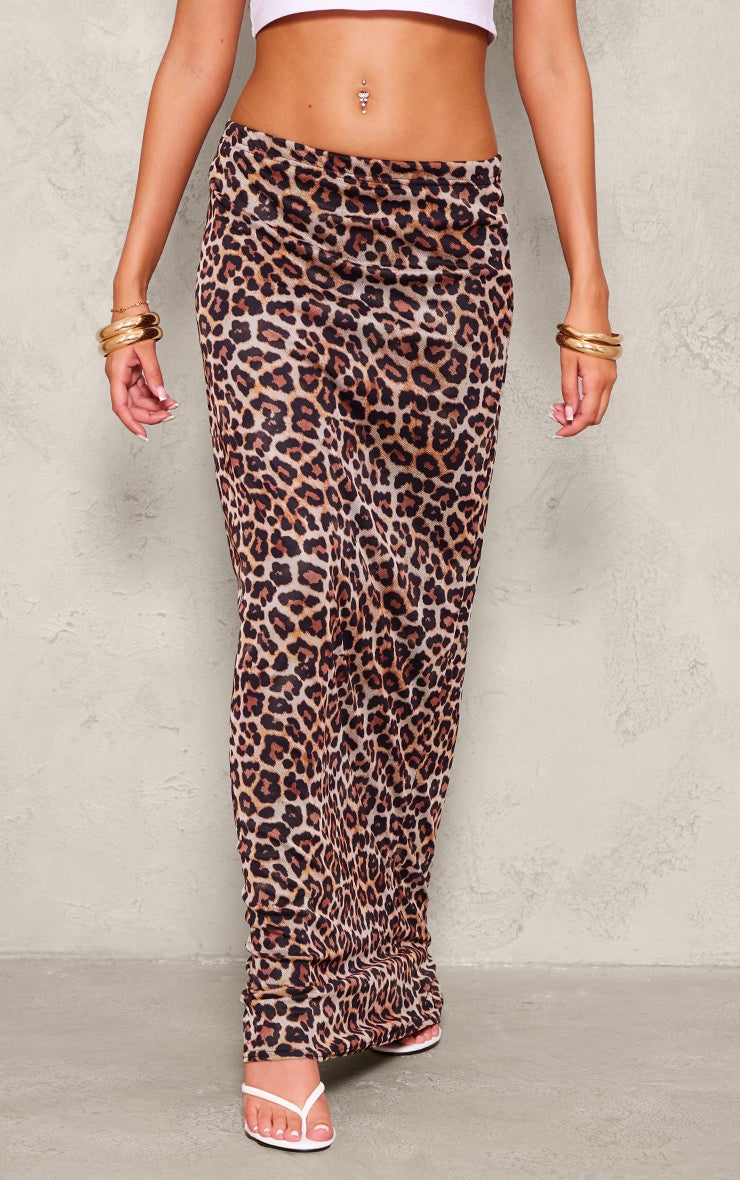 Tall Leopard Print Lined Mesh Maxi Skirt Next Day Before 10 PM