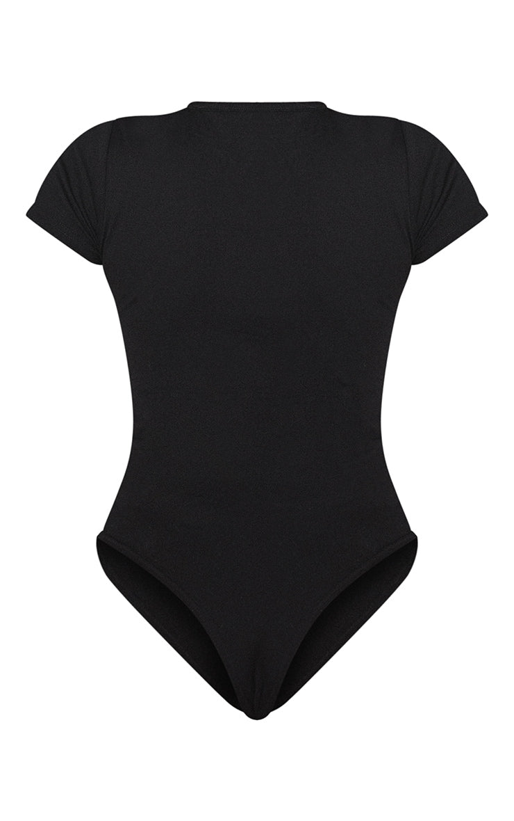 Next Day Delivery Before 10 PM Grey Marl Basic Cotton Blend Fitted Short Sleeve Bodysuit