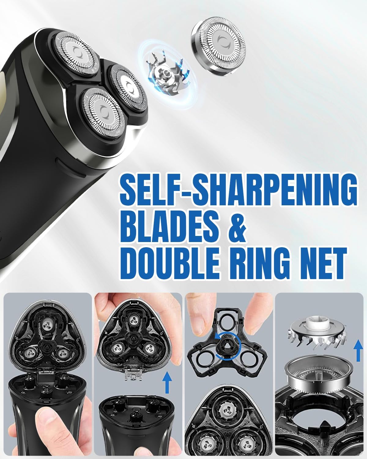 Next Day Delivery Electric Shavers Men Rechargeable - Wet and Dry Waterproof Rechargeable Razors for Men with Pop-up Trimmer Cordless Men's 4D Rotary Electric Razor for Men with LCD Display & Travel Lock IPX6
