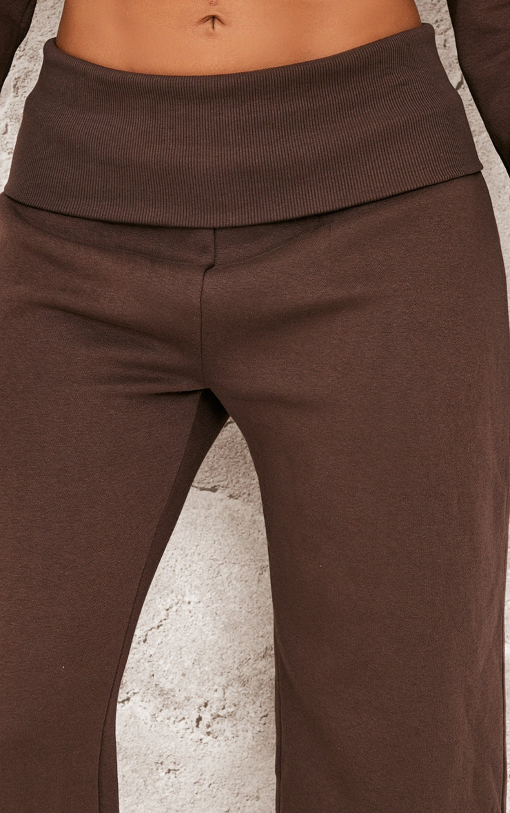 Shape Chocolate Foldover Waist Flare Joggers Next Day Delivery