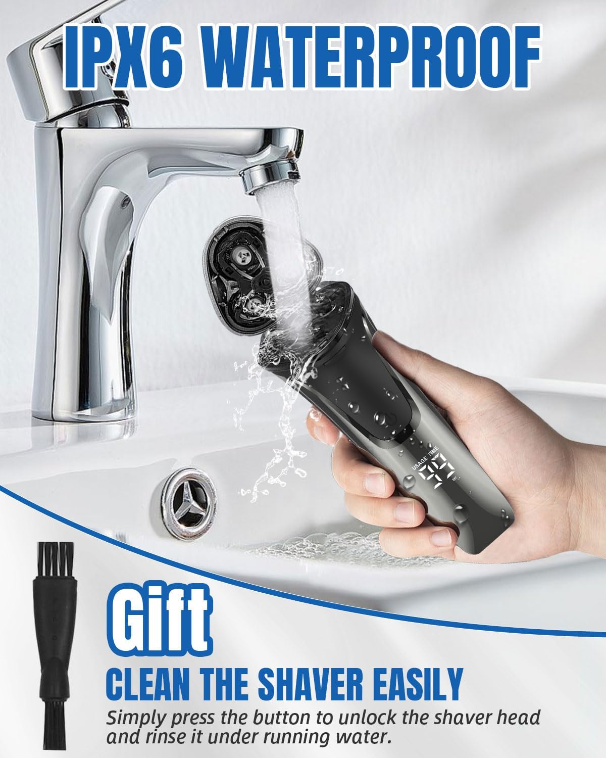 Next Day Delivery Electric Shavers Men Rechargeable - Wet and Dry Waterproof Rechargeable Razors for Men with Pop-up Trimmer Cordless Men's 4D Rotary Electric Razor for Men with LCD Display & Travel Lock IPX6
