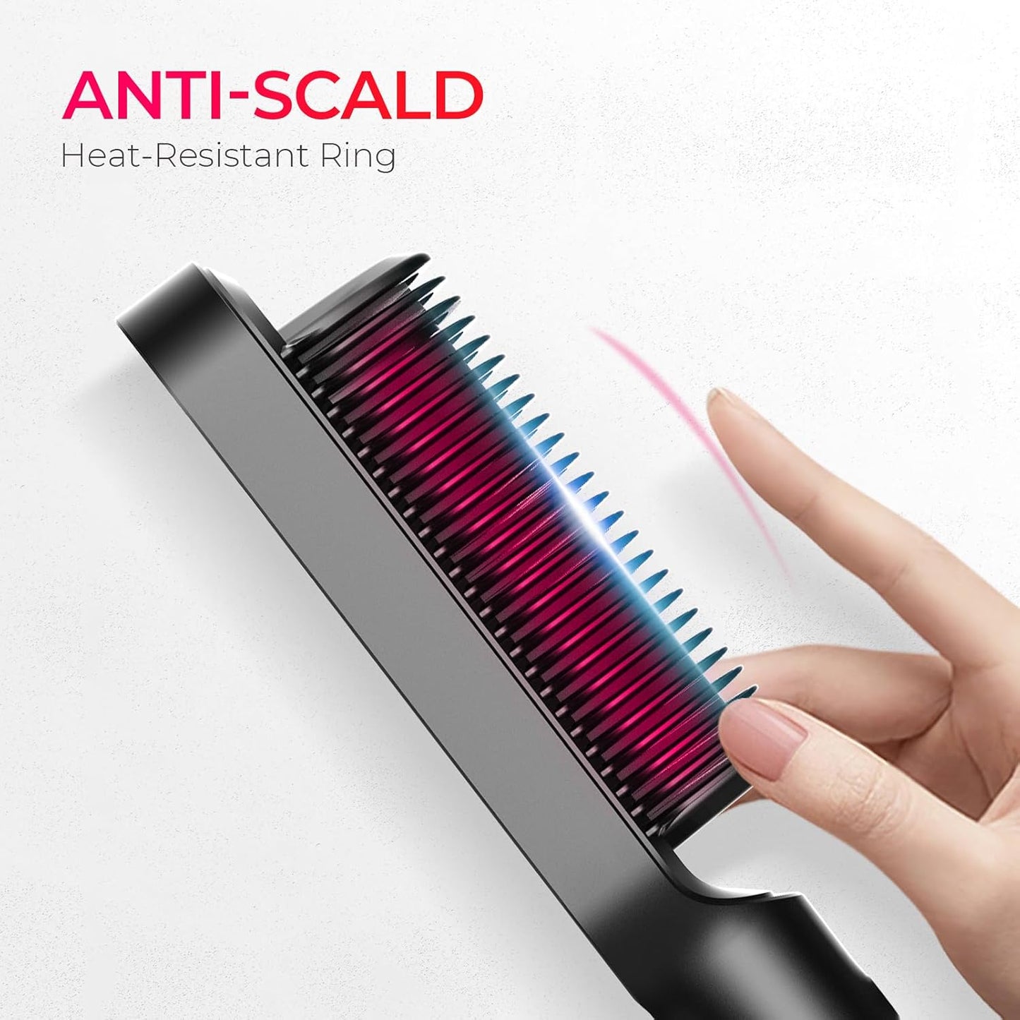 Next Day Delivery TYMO Hair Straightener Brush UK, Flat Iron and Hair Brush 2-in-1, Anti-Scald, Fast Heating, 5 Temp Settings (130℃-210℃), Professional Salon at Home, Wider Comb for Even Straightening, TYMO Ring