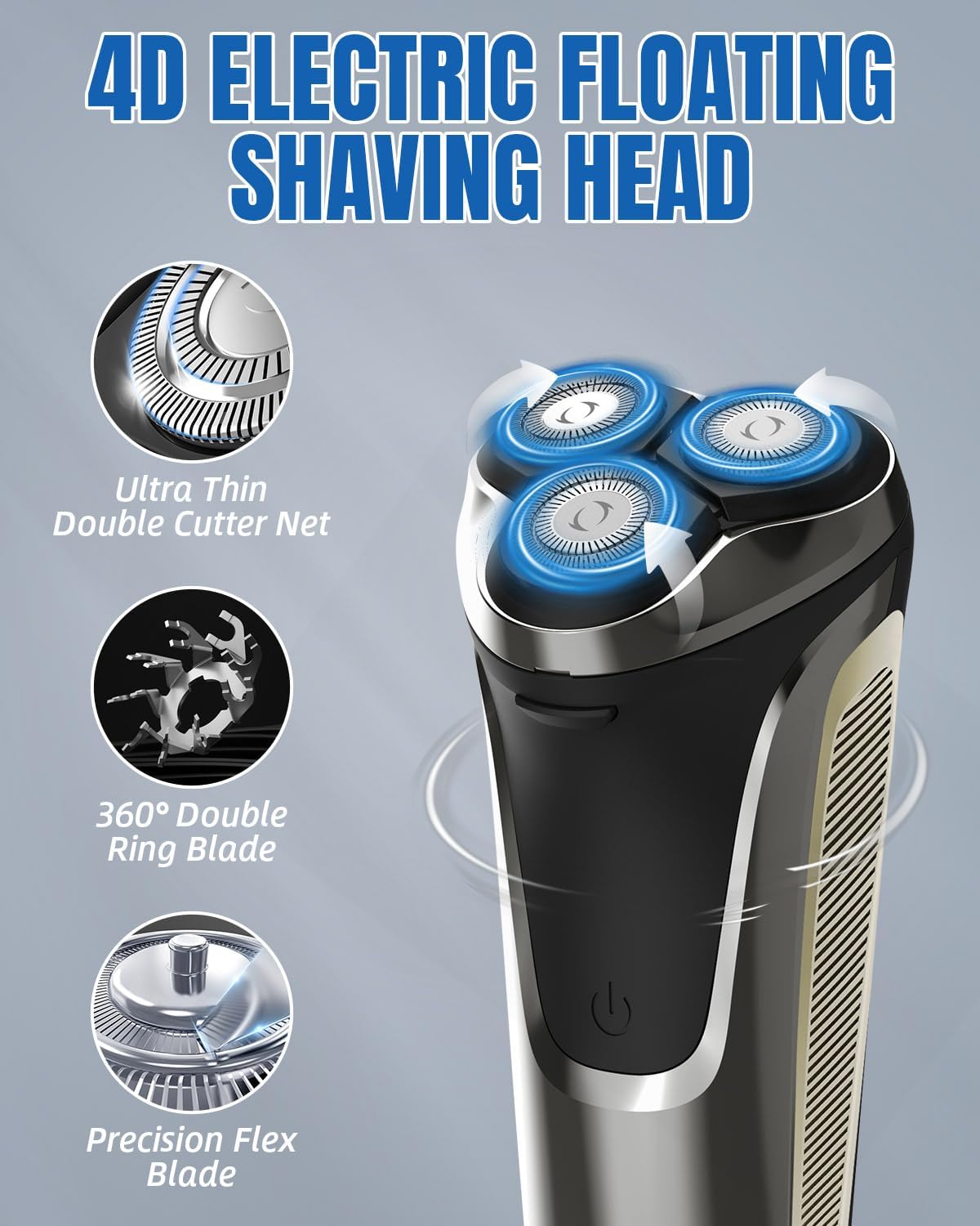 Next Day Delivery Electric Shavers Men Rechargeable - Wet and Dry Waterproof Rechargeable Razors for Men with Pop-up Trimmer Cordless Men's 4D Rotary Electric Razor for Men with LCD Display & Travel Lock IPX6