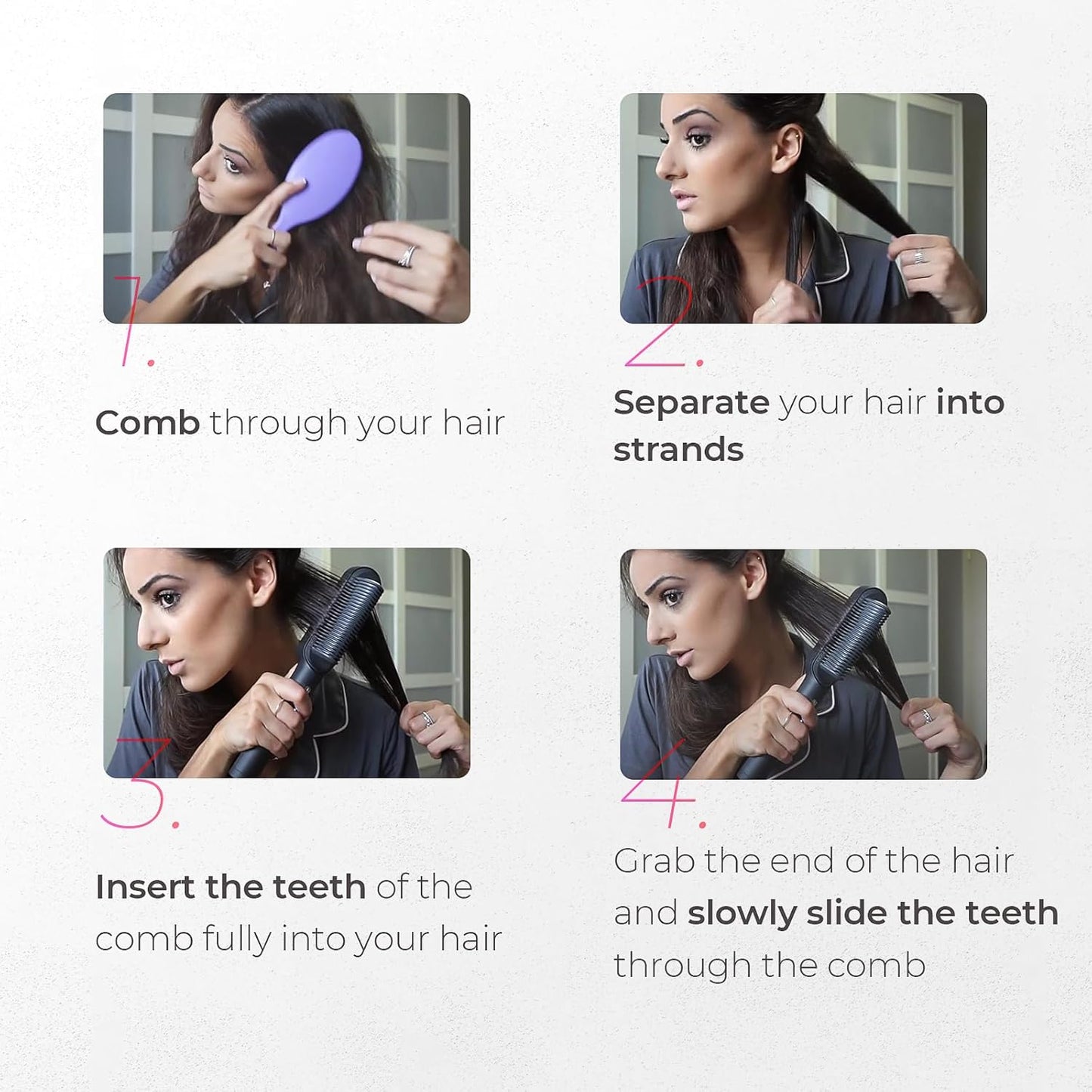 Next Day Delivery TYMO Hair Straightener Brush UK, Flat Iron and Hair Brush 2-in-1, Anti-Scald, Fast Heating, 5 Temp Settings (130℃-210℃), Professional Salon at Home, Wider Comb for Even Straightening, TYMO Ring