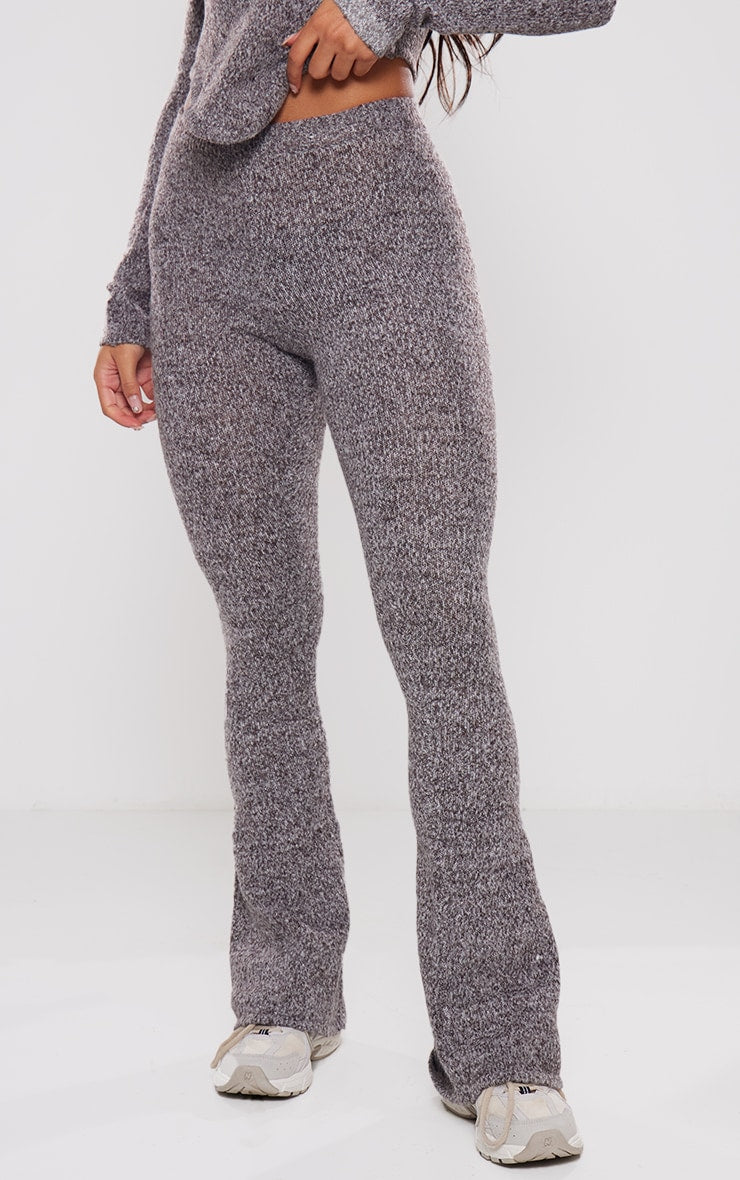 Charcoal Marl Knit Wide Leg Trousers Next Day Delivery Before 10 pm
