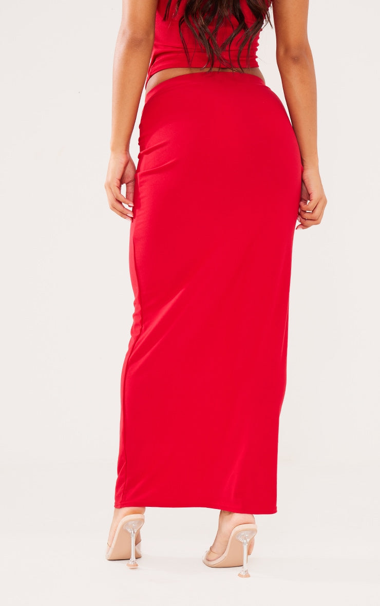 Khaki Soft Touch Low Rise Maxi Skirt Next Day Before 10 PM