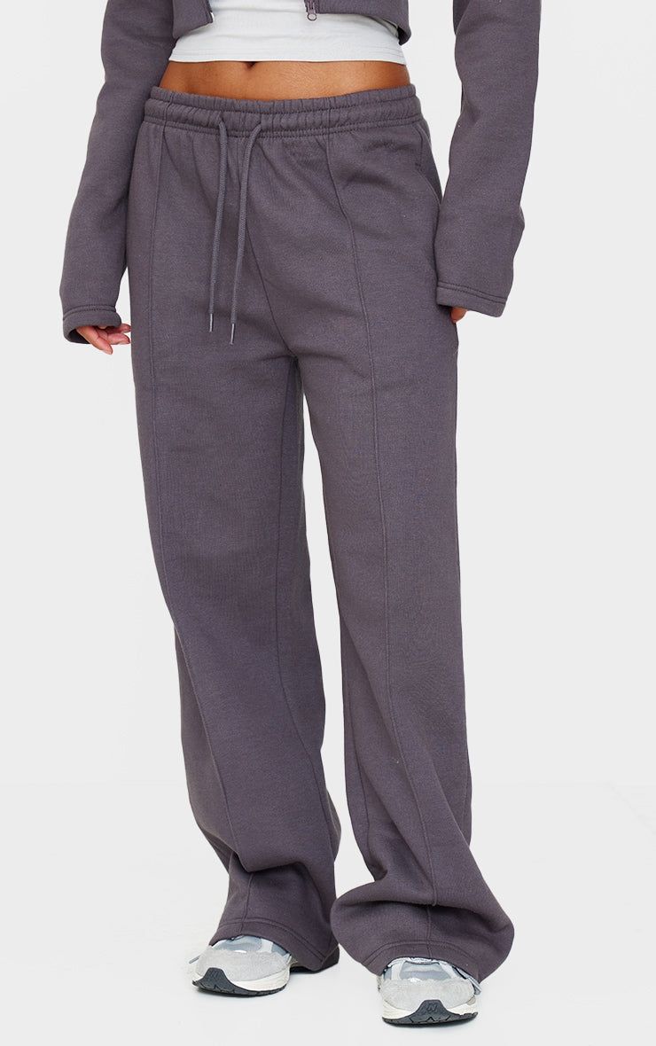 Charcoal Seam Detail Wide Leg Joggers Next Day Delivery
