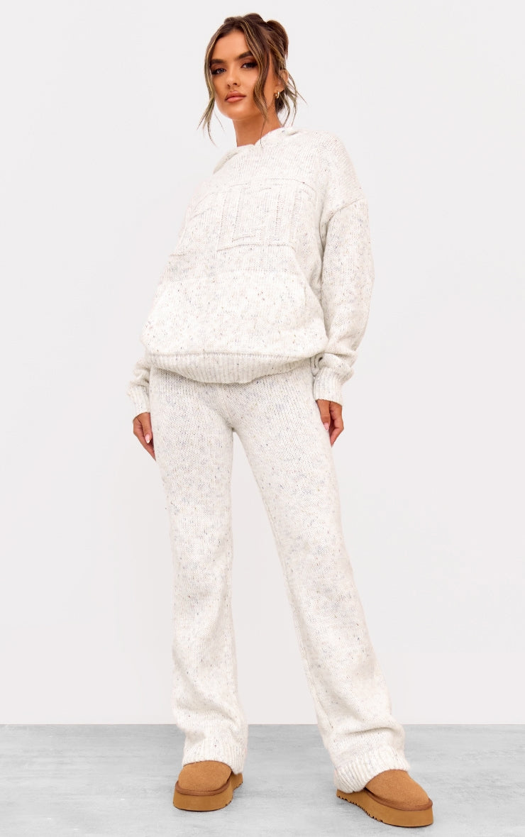 Black Space Dye Knitted Wide Leg Trousers Next Day Delivery Before 10 pm