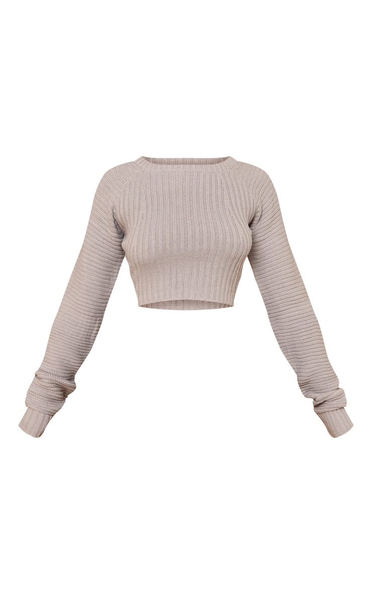 Petite Oatmeal Cropped Knit Jumper Next Day Delivery Before 10 pm