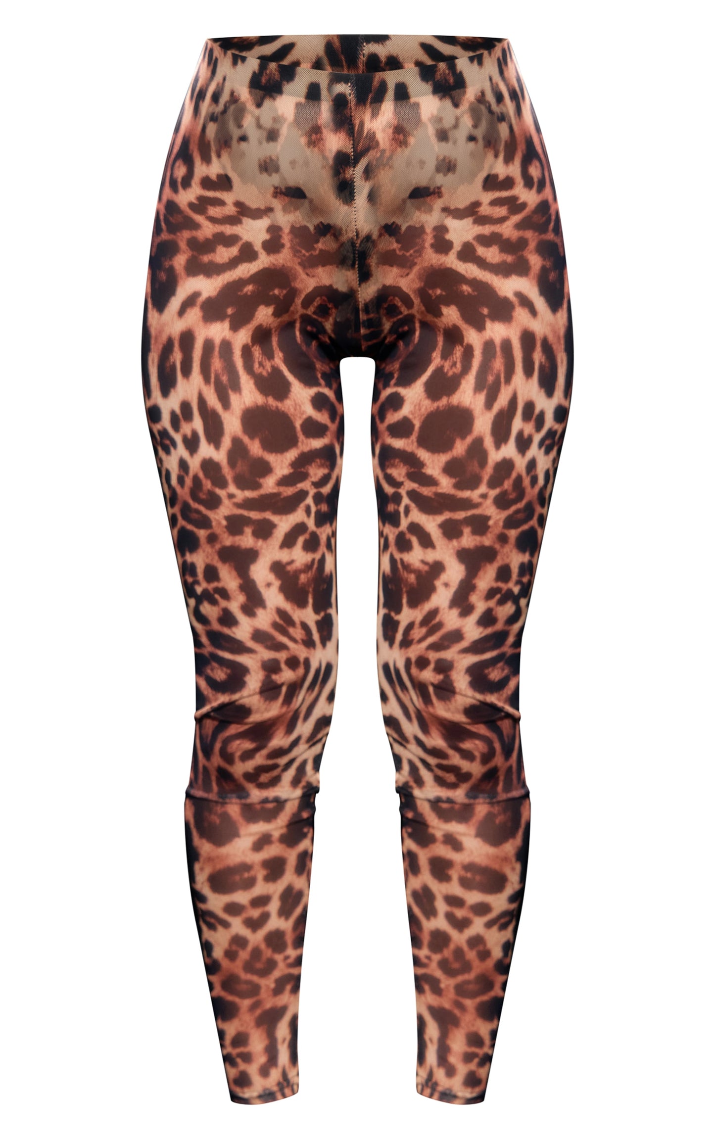 Next Day Delivery Before 10 pm Brown Leopard Print Mesh Leggings