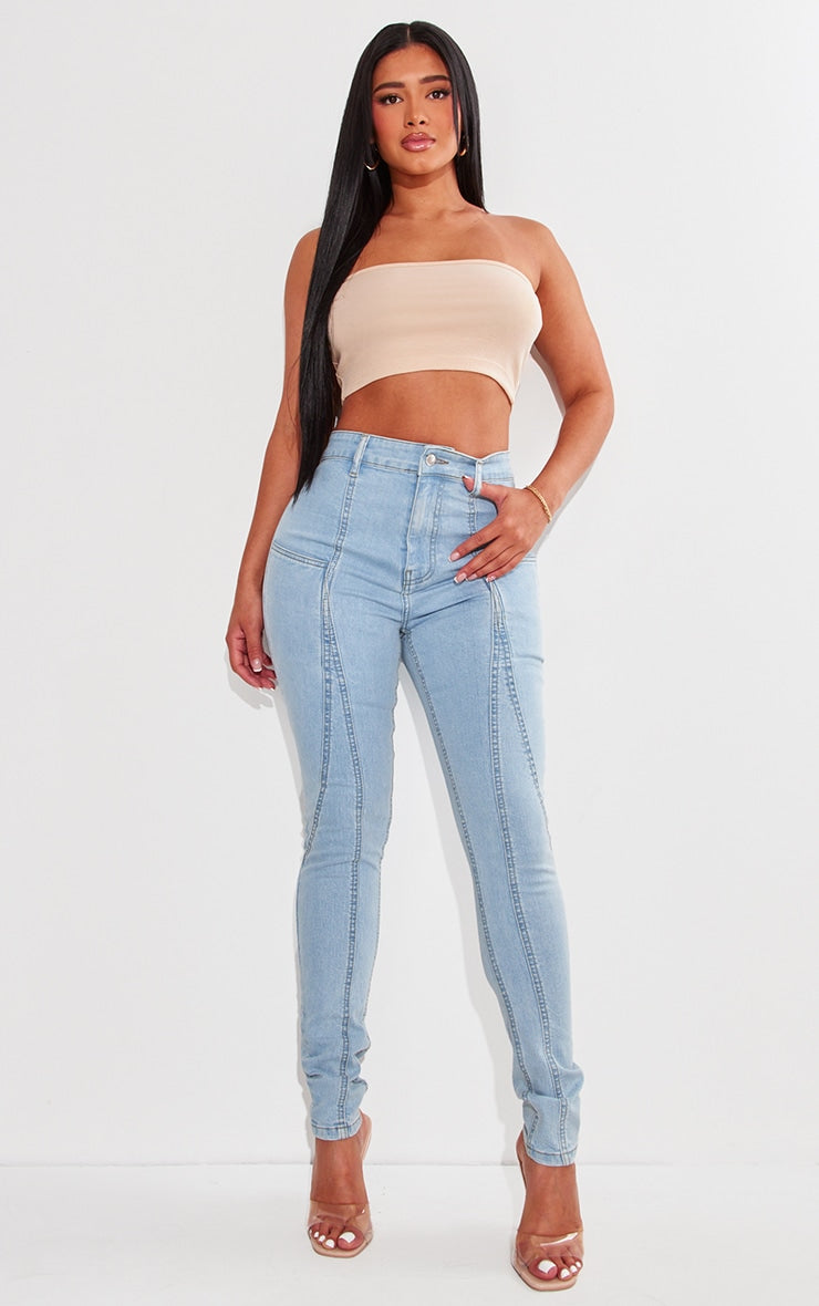 Shape Indigo Blue Wash Panel Detail Skinny Jeans Next Day Delivery Before 10 pm