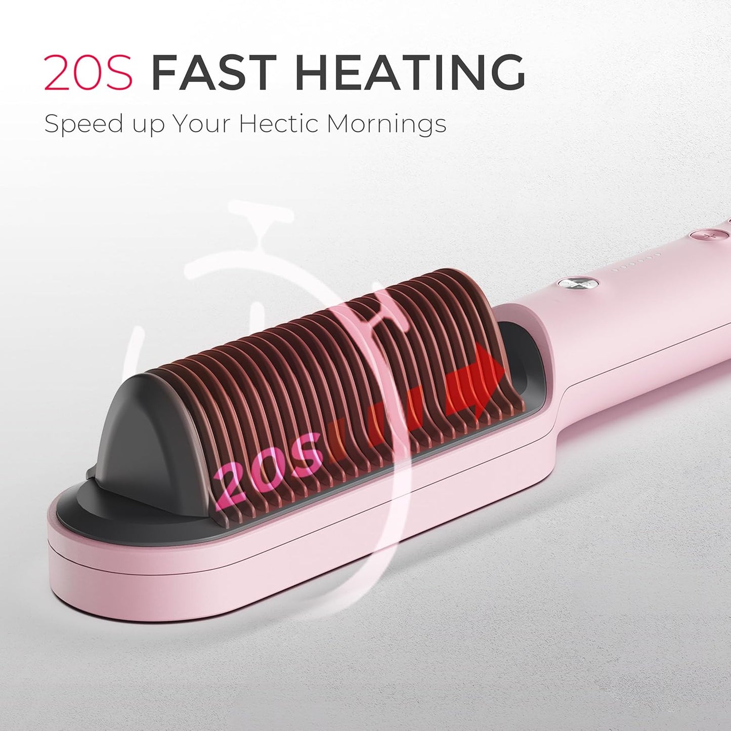 Next Day Delivery TYMO Hair Straightener Brush UK, Flat Iron and Hair Brush 2-in-1, Anti-Scald, Fast Heating, 5 Temp Settings (130℃-210℃), Professional Salon at Home, Wider Comb for Even Straightening, TYMO Ring