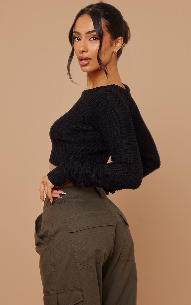 Petite Oatmeal Cropped Knit Jumper Next Day Delivery Before 10 pm