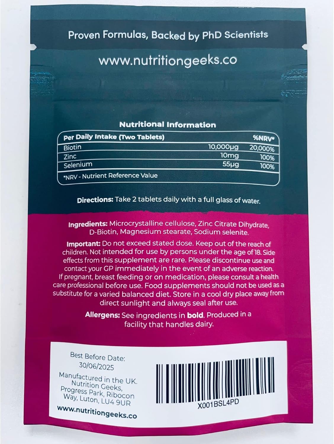 Next Day Delivery Nutrition Geeks Biotin Hair Growth Supplement - 180 Tablets Enhanced with Zinc & Selenium, Hair Vitamins Complex - Biotin 10000 mcg - Vegan, Hair Skin and Nails Vitamins for Women & Men UK