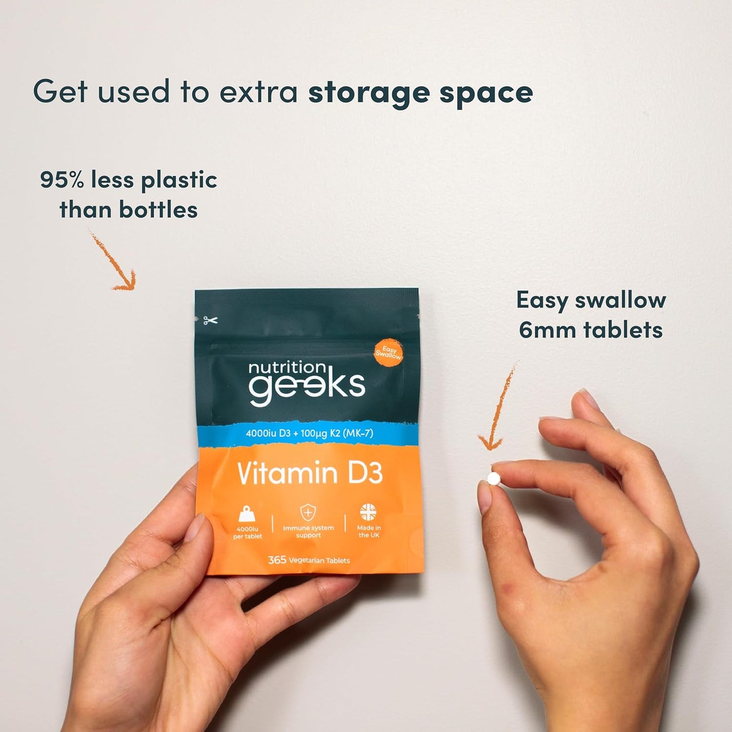 Next Day Delivery Vitamin D3 4000 iu & Vitamin K2 MK7 100μg - 1 Year Supply, 365 Easy-Swallow Vitamin D3 K2 Tablets, 1-A-Day High Strength Vegetarian D3 and K2 Vitamin Supplements, UK Made Vitamin D Tablets