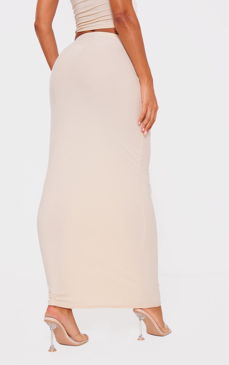 Khaki Soft Touch Low Rise Maxi Skirt Next Day Before 10 PM