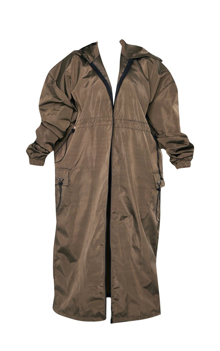 Plus Khaki Toggle Detail Midi Windbreaker Next Day Delivery Before 10PM