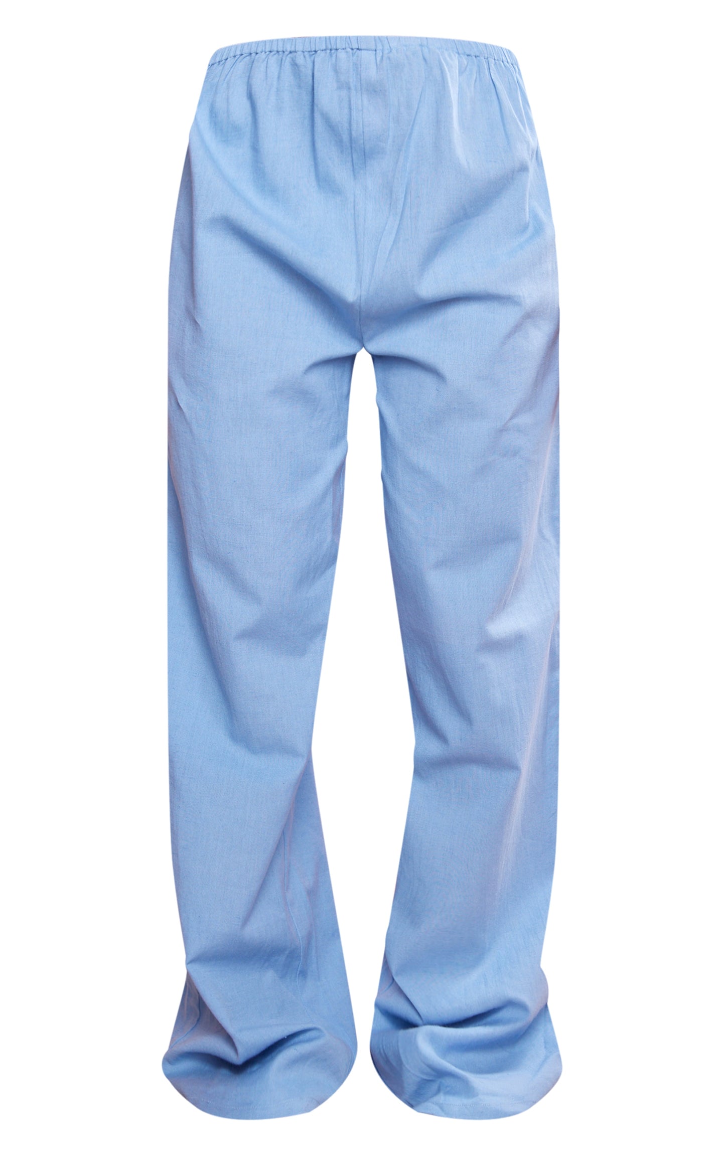 Dusty Blue Linen Look Wide Leg Trousers