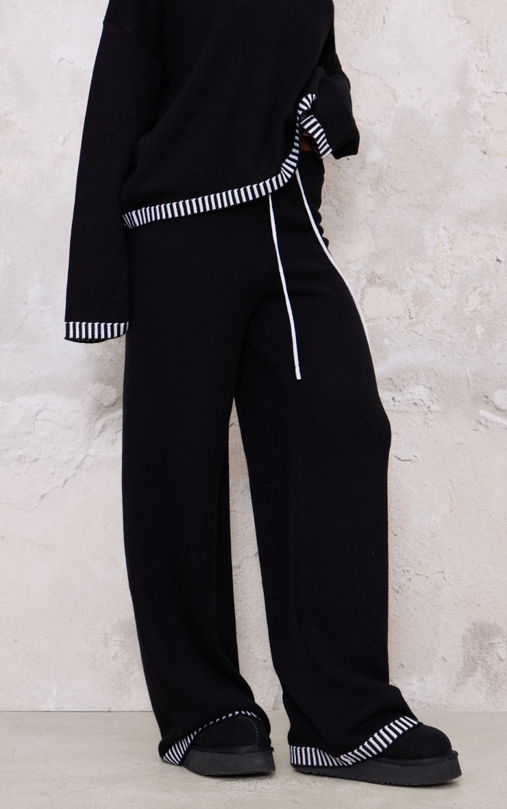 Cream Contrast Stitch Detail Knit Drawstring Waist Trousers Next Day Delivery Before 10 pm