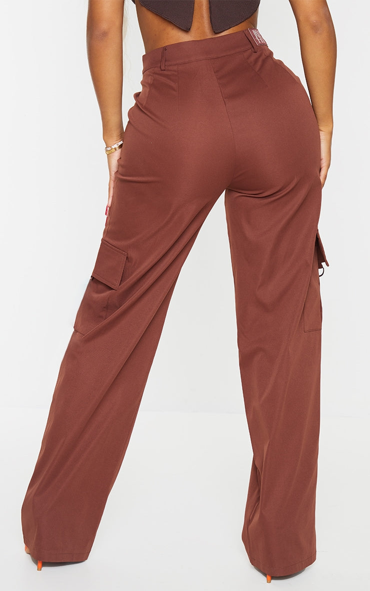 Next Day Delivery Before 10 pm Shape Stone Buckle Detail Cargo Wide Leg Trousers