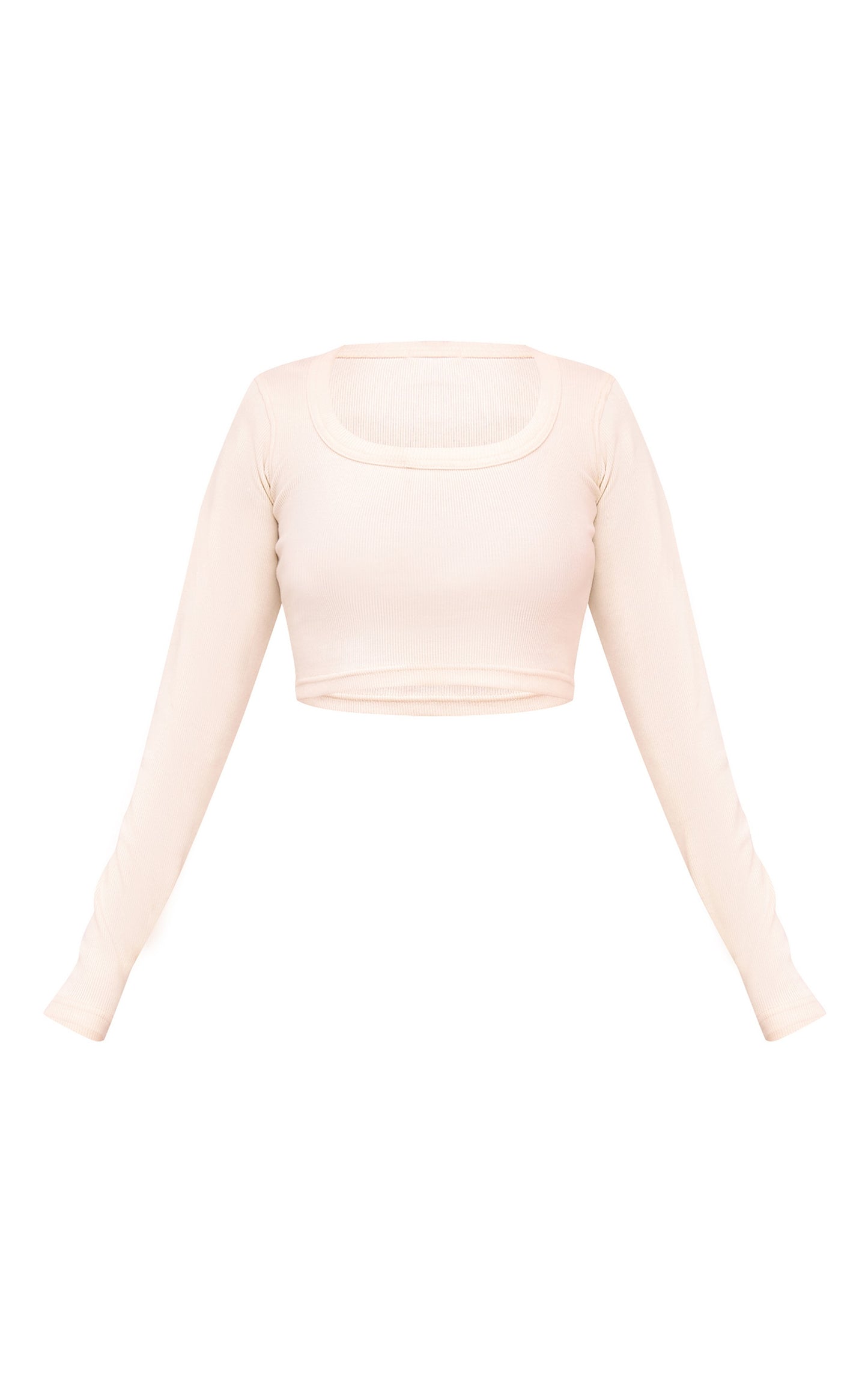 Charcoal Rib Scoop Neck Long Sleeve Crop Top Next Day Delivery