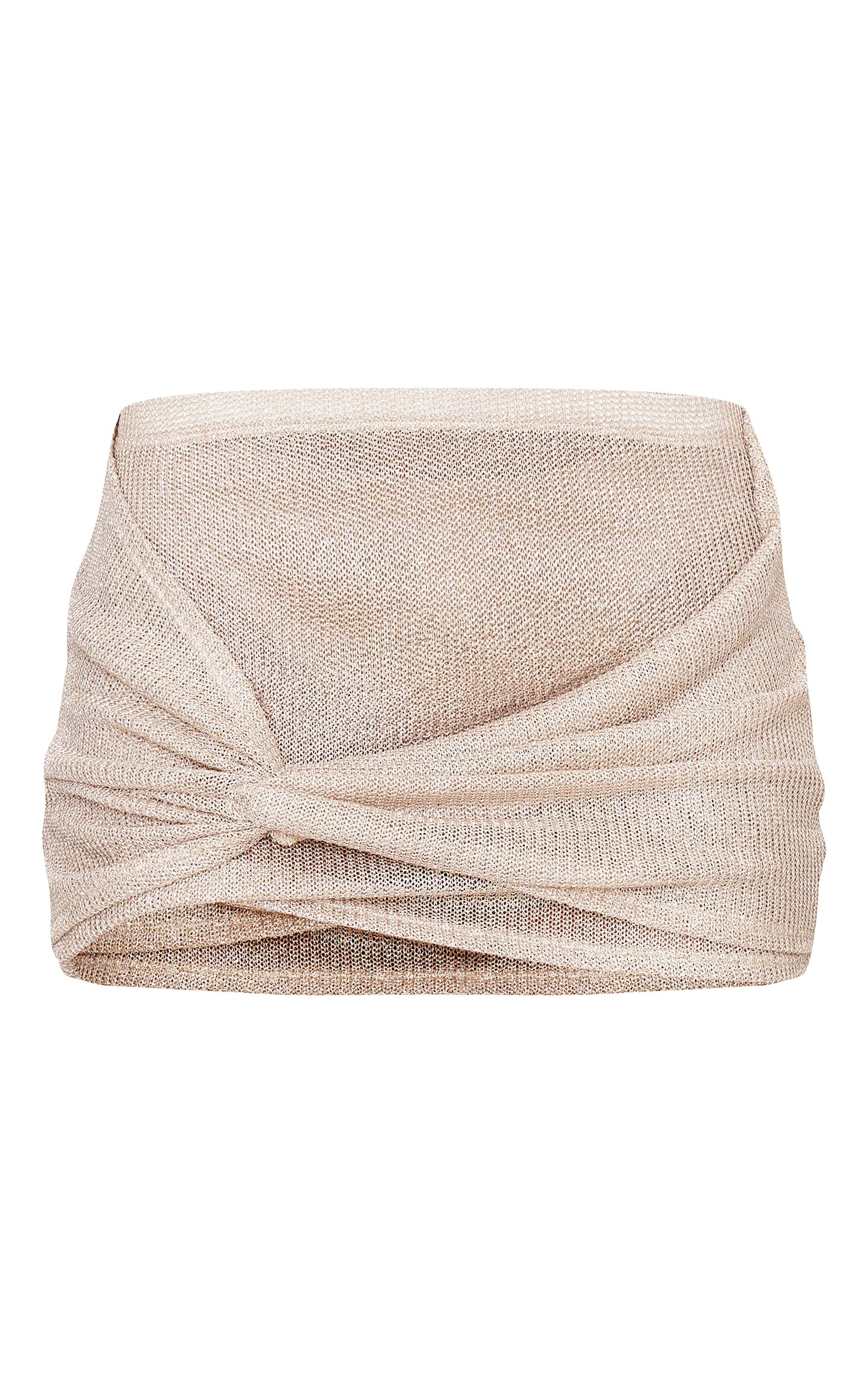 Gold Metallic Knit Knot Detail Mini Skirt Next Day Delivery Before 10PM