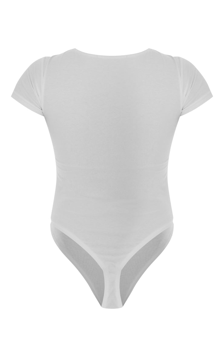 Next Day Delivery Before 10 PM Grey Marl Basic Cotton Blend Fitted Short Sleeve Bodysuit