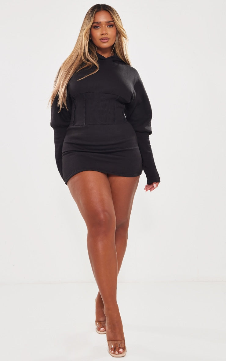 Shape Washed Grey Sweat Corset Detail Jumper Dress Next Day Delivery Before 10 pm