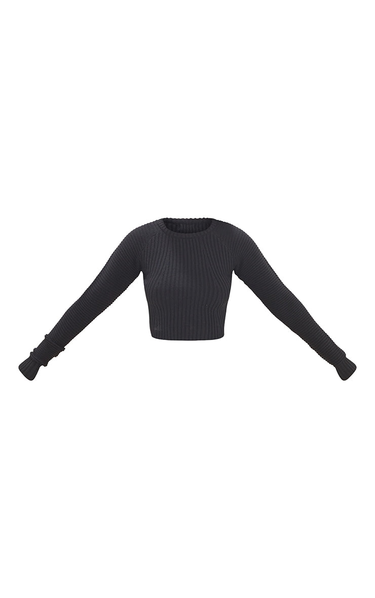 Next Day Delivery Before 10 PM Tall Grey Cropped Rib Knit Longsleeve Jumper