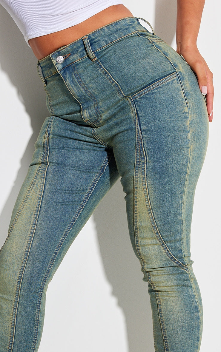 Shape Indigo Blue Wash Panel Detail Skinny Jeans Next Day Delivery Before 10 pm