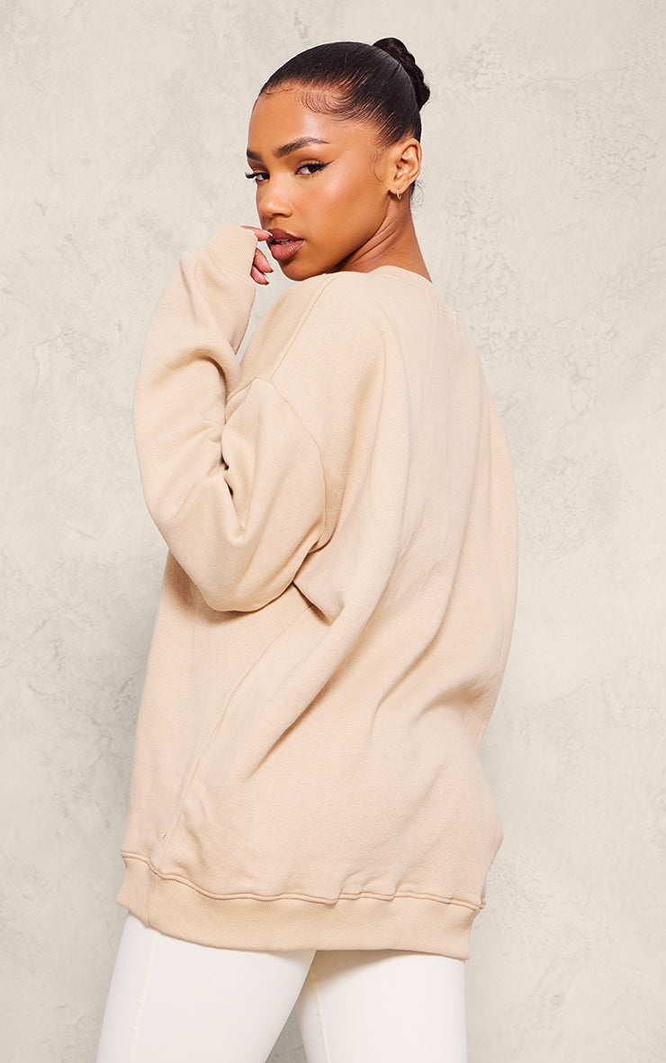 Next Day Delivery Before 10 PM Sand Oversized Fit Sweatshirt
