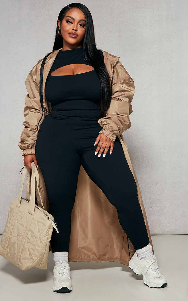 Plus Khaki Toggle Detail Midi Windbreaker Next Day Delivery Before 10PM