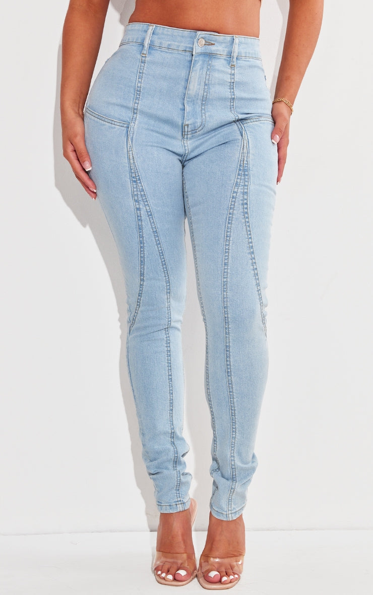 Shape Indigo Blue Wash Panel Detail Skinny Jeans Next Day Delivery Before 10 pm