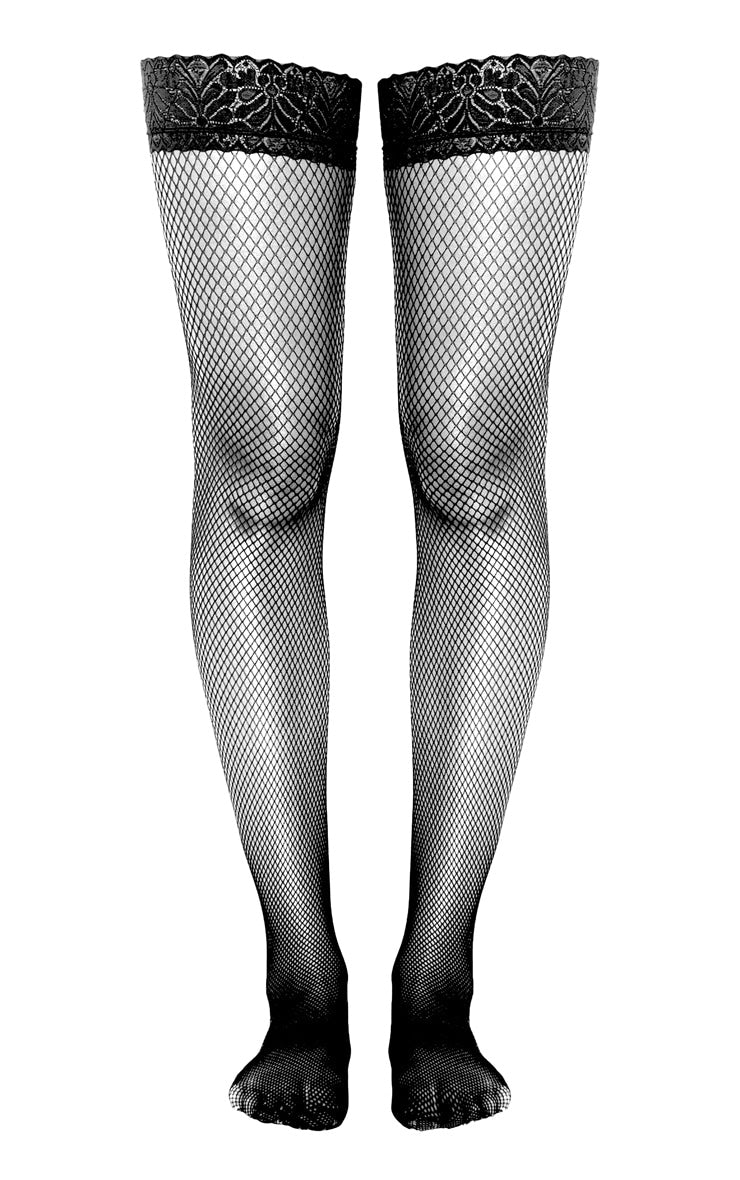 Next Day Delivery Before 10 pm Black Lace Top Fishnet Hold Up Stockings