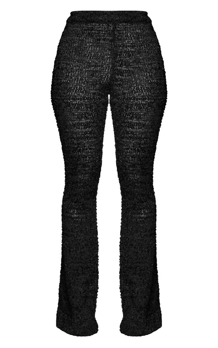 Black Bobble Knit Flared Trousers Next Day Delivery Before 10 pm