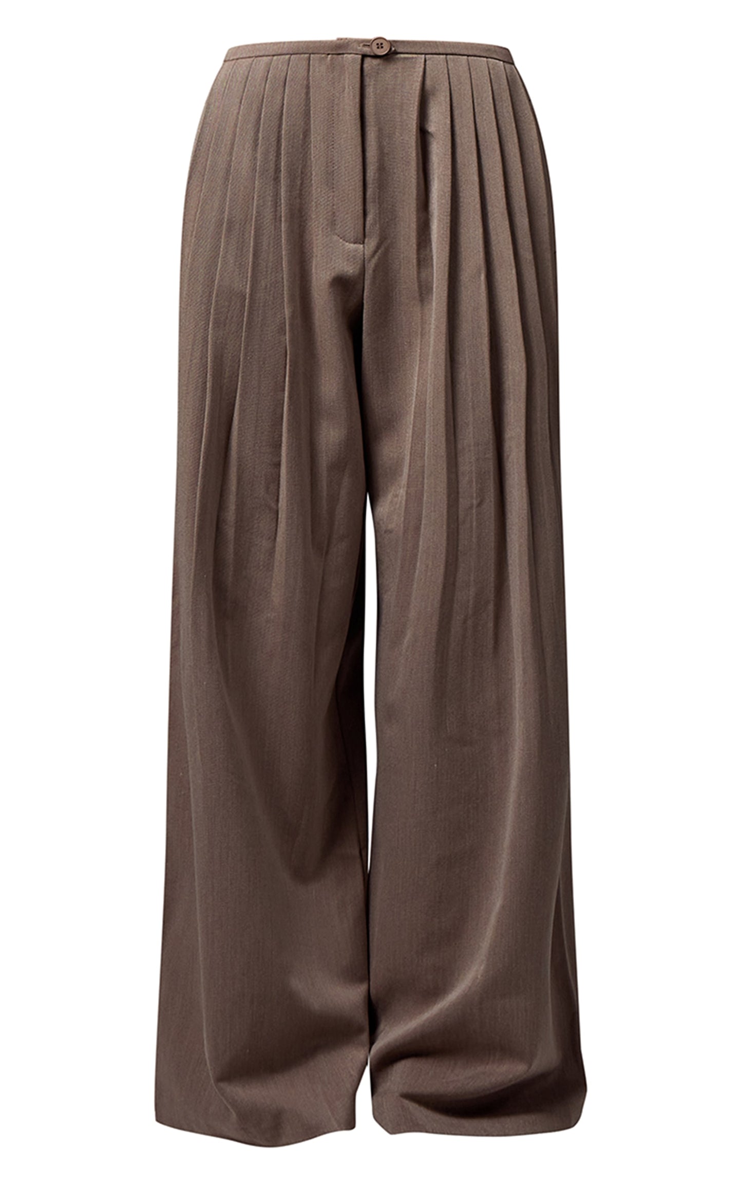 Premium Taupe Woven Pleated Waistband Extreme Wide Leg Trousers Next Day Delivery