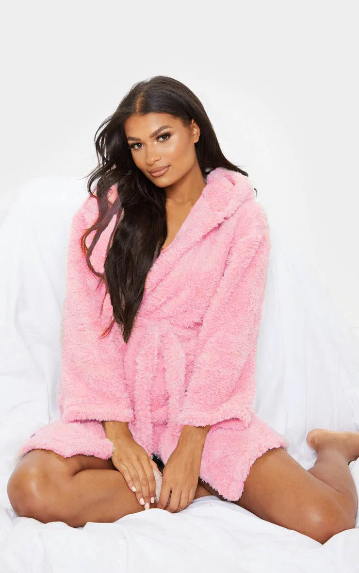 Women Warm Kimono Robe Plush Fleece Bathrobes Soft Long Sleeve Animals Ears Hooded Night-robe Loungewear Pajama Sleepwear
