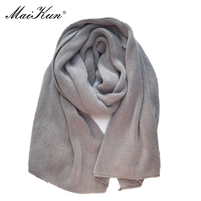Maikun Thick Warm Scarf For Women Pure Color Ladies Imitation Cashmere Black Scarf Female Winter To Increase Ahawl